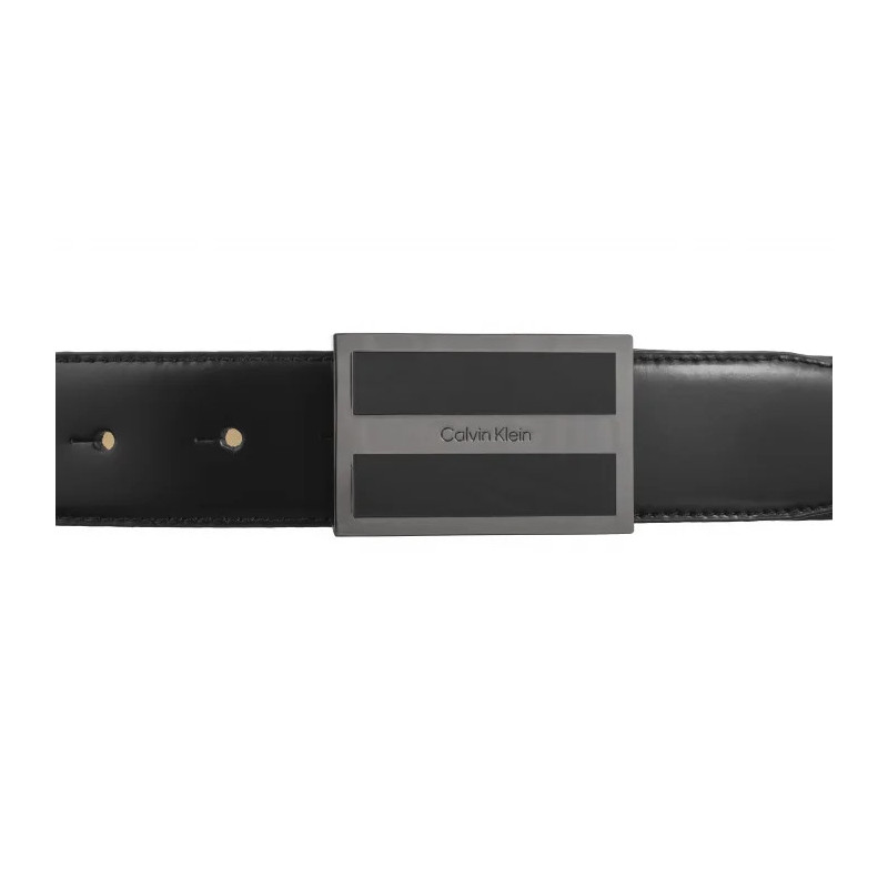 Calvin Klein Metal Inlaid CK Plaque 35MM CK Black Smooth K50K512333 BEH (CK564-a) belt