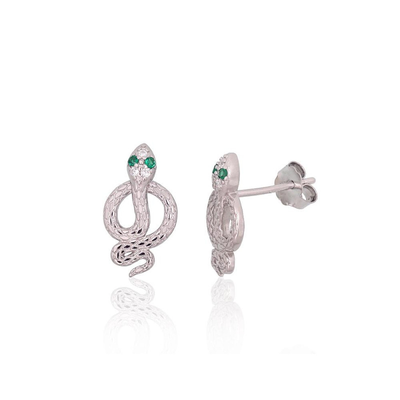 Silver stud earrings 2204268(PRh-Gr)_CZ+CZ-G, Silver 925°, Rhodium (Plating), Zirkons