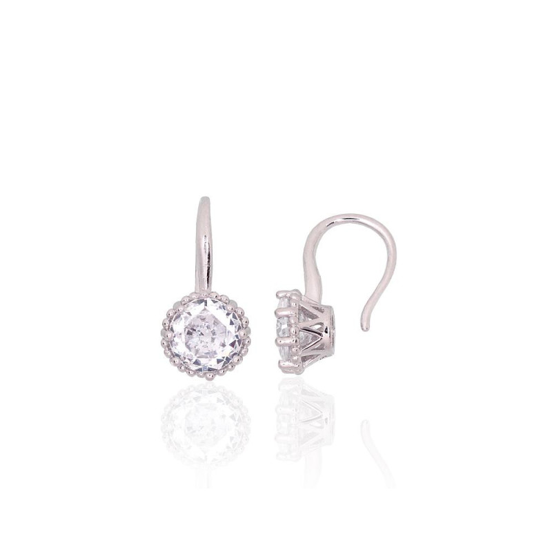 Silver hook earrings 2204269(PRh-Gr)_CZ, Silver 925°, Rhodium (Plating), Zirkons