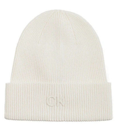 Calvin Klein CK Embroidery Fine Rib Beanie Lily White K60K612590 YAJ (CK554-c) cap