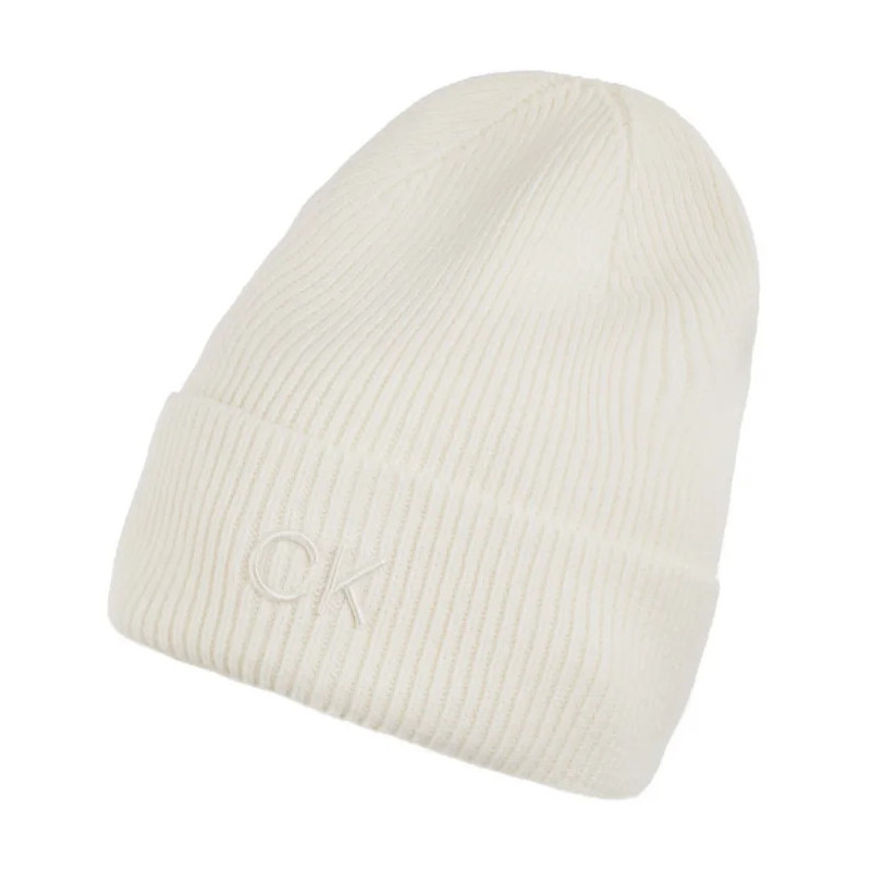 Calvin Klein CK Embroidery Fine Rib Beanie Lily White K60K612590 YAJ (CK554-c) cap