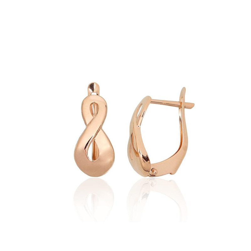 Gold earrings with 'english' lock 1201735(Au-R), Red Gold 585°