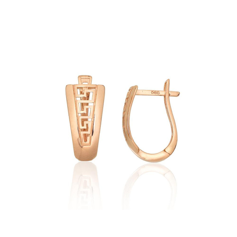 Gold earrings with 'english' lock 1201737(Au-R), Red Gold 585°