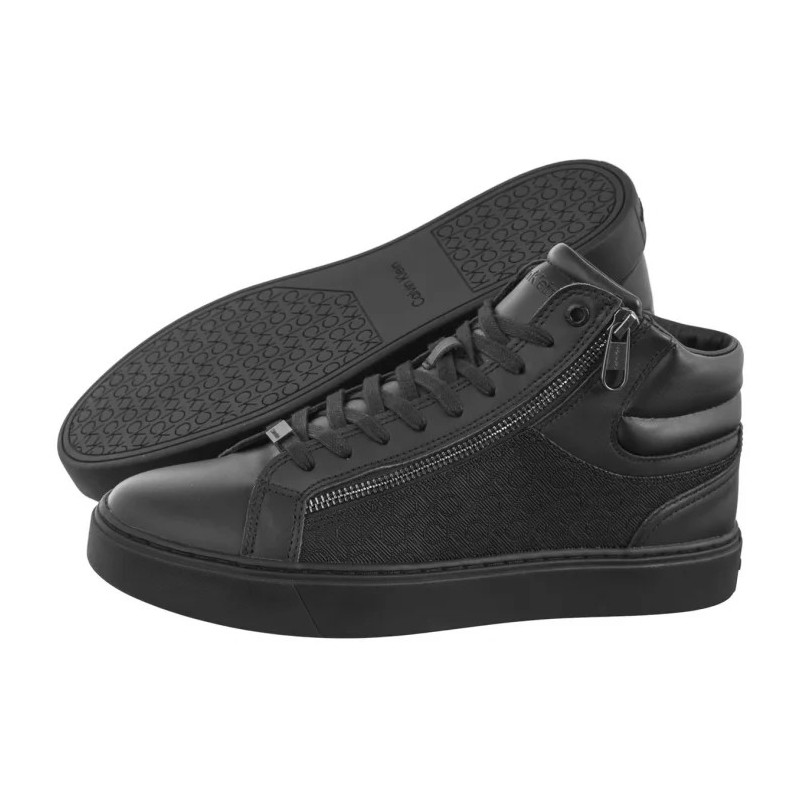 Calvin Klein High Top Lace Up W/ Zip Mono Triple Black Mono HM0HM01556 0GT (CK594-a) sports shoes