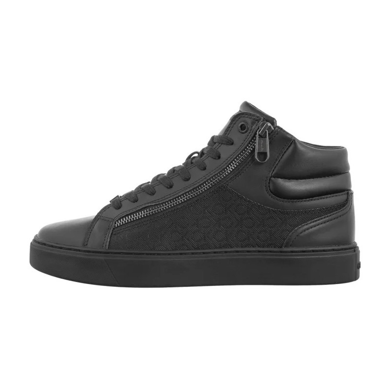 Calvin Klein High Top Lace Up W/ Zip Mono Triple Black Mono HM0HM01556 0GT (CK594-a) sports shoes