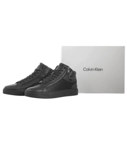 Calvin Klein High Top Lace Up W/ Zip Mono Triple Black Mono HM0HM01556 0GT (CK594-a) sports shoes