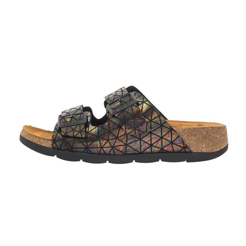 FLY London Caja Fantasy Black Petrol P144721011 (FL344-c) Women's Shoes/Flip Flops