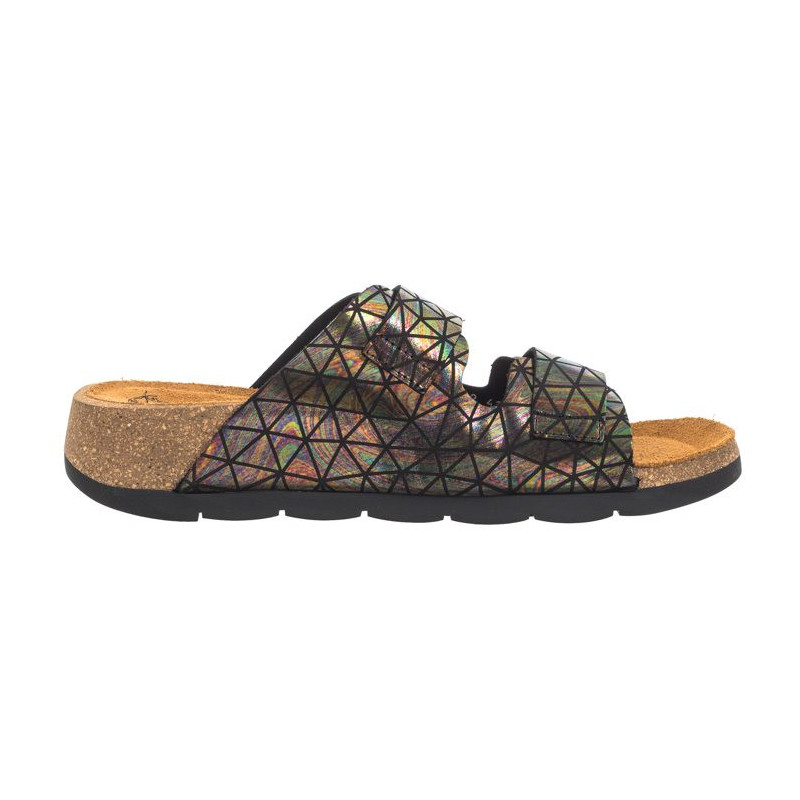 FLY London Caja Fantasy Black Petrol P144721011 (FL344-c) Women's Shoes/Flip Flops