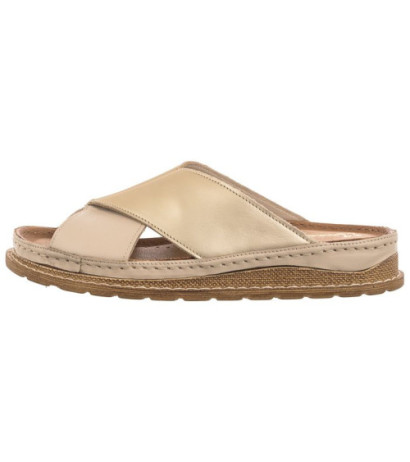 Maciejka Beżowe+Złote 04986-04/00-0 (MA769-e) Women's Shoes/Flip Flops