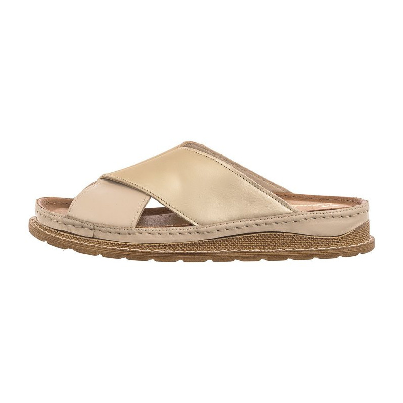 Maciejka Beżowe+Złote 04986-04/00-0 (MA769-e) Women's Shoes/Flip Flops