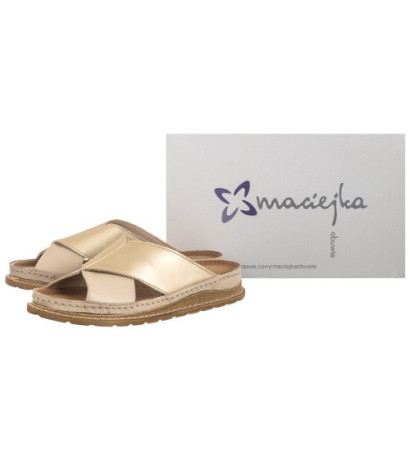 Maciejka Beżowe+Złote 04986-04/00-0 (MA769-e) Women's Shoes/Flip Flops