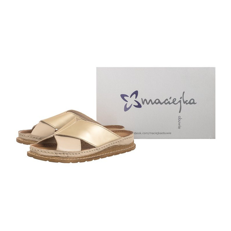 Maciejka Beżowe+Złote 04986-04/00-0 (MA769-e) Women's Shoes/Flip Flops