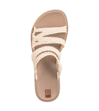 Zaxy Natural Slide AD JJ285283/AF604 Off White/L.Br (ZA183-a) Women's Shoes/Flip Flops