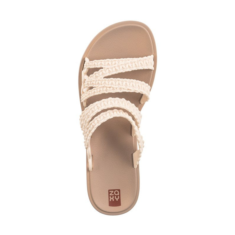 Zaxy Natural Slide AD JJ285283/AF604 Off White/L.Br (ZA183-a) Women's Shoes/Flip Flops