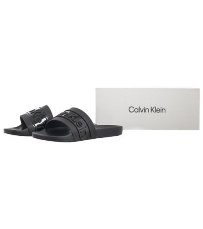 Calvin Klein Slide Tpu Saffiano Black HW0HW02107 BEH (CK508-a) Women's Shoes/Flip Flops