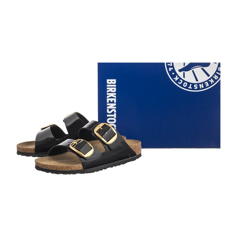 Birkenstock Arizona Big Buckle Patent Black/Gold 1027918 (BK270-b) Women's Shoes/Flip Flops