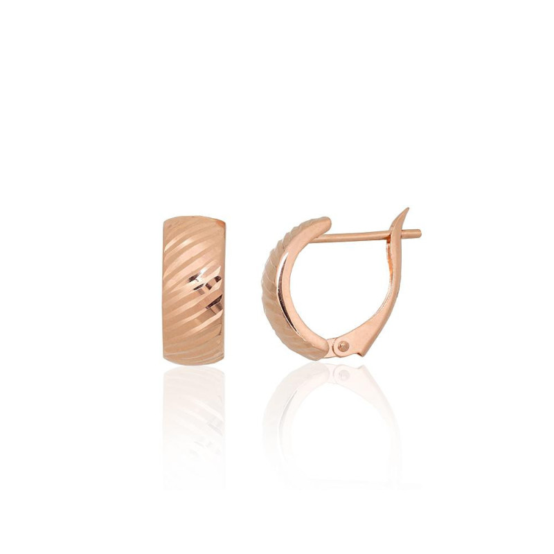 Gold earrings with 'english' lock 1201757(Au-R), Red Gold 585°