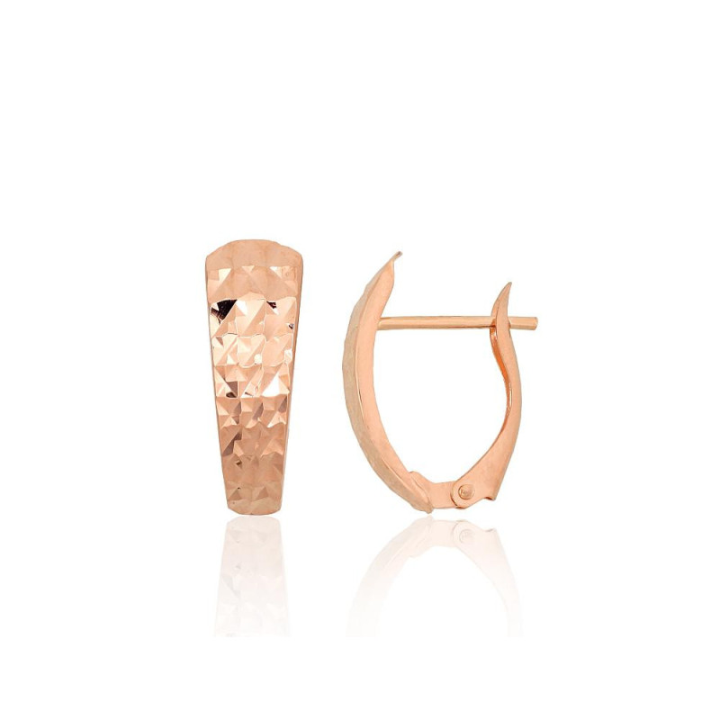 Gold earrings with 'english' lock 1201758(Au-R), Red Gold 585°