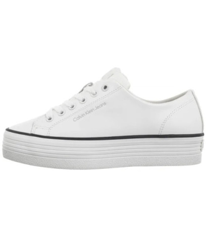 Calvin Klein Bold Vulc Flatf Low Lth In Bright White/Black YW0YW01633 01W (CK604-a) shoes