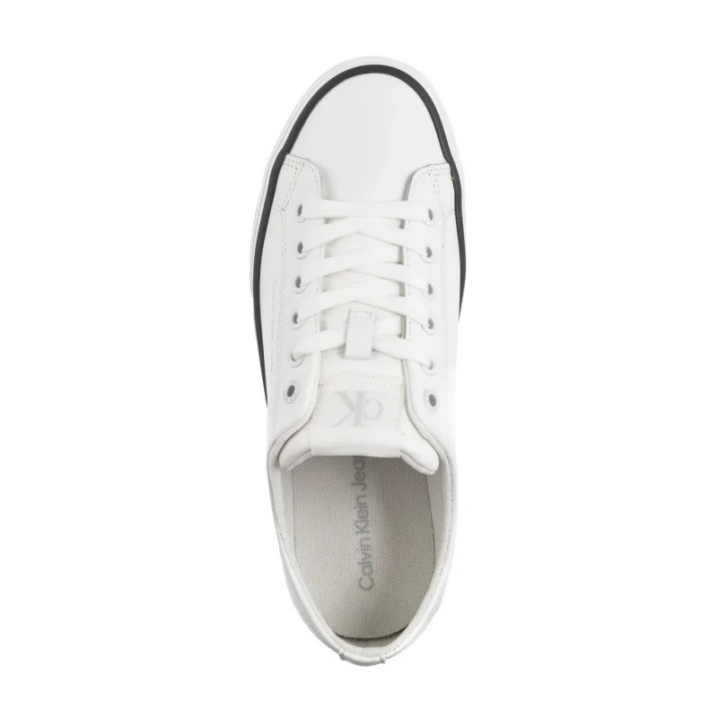 Calvin Klein Bold Vulc Flatf Low Lth In Bright White/Black YW0YW01633 01W (CK604-a) shoes