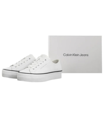 Calvin Klein Bold Vulc Flatf Low Lth In Bright White/Black YW0YW01633 01W (CK604-a) shoes