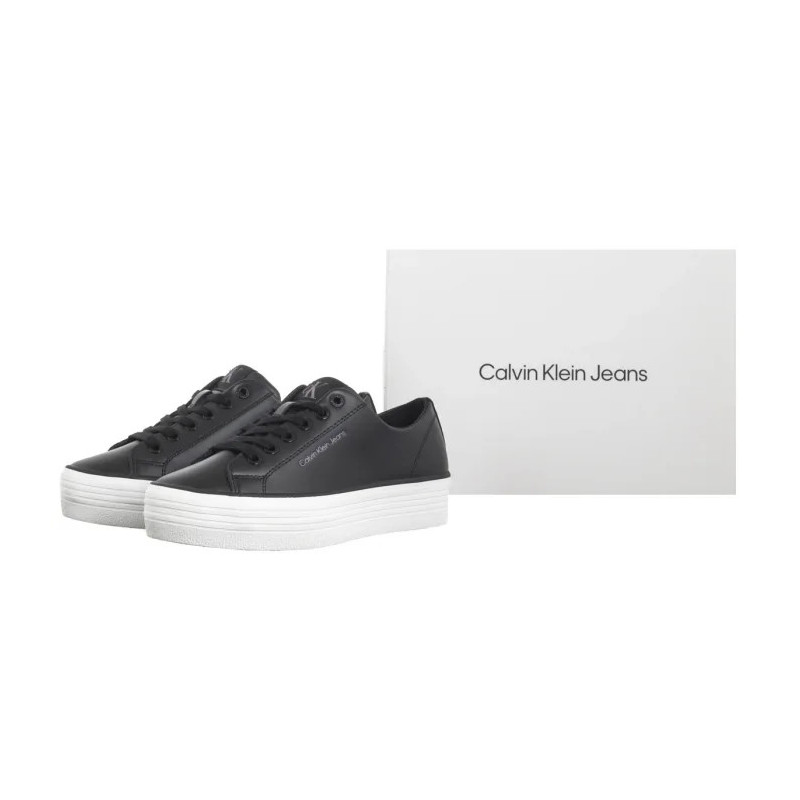 Calvin Klein Bold Vulc Flatf Low Lth In Black/Bright White YW0YW01633 0GM (CK604-b) shoes