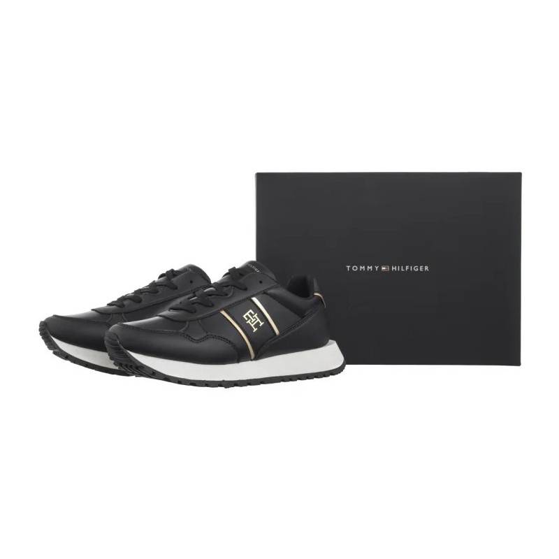 Tommy Hilfiger Low Cut Lace-Up Sneaker Black/Platinum T3A9-33548-1695 X208 (TH1222-a) shoes