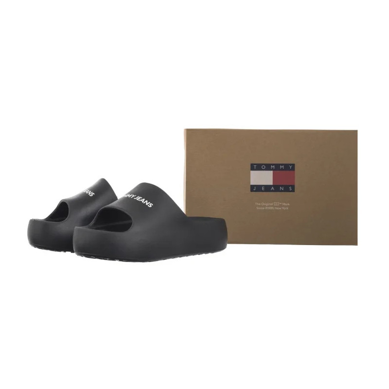 Tommy Hilfiger Tjw Chunky Pool Slide Ess Black EN0EN02763 BDS (TH1229-a) Women's Shoes/Flip Flops