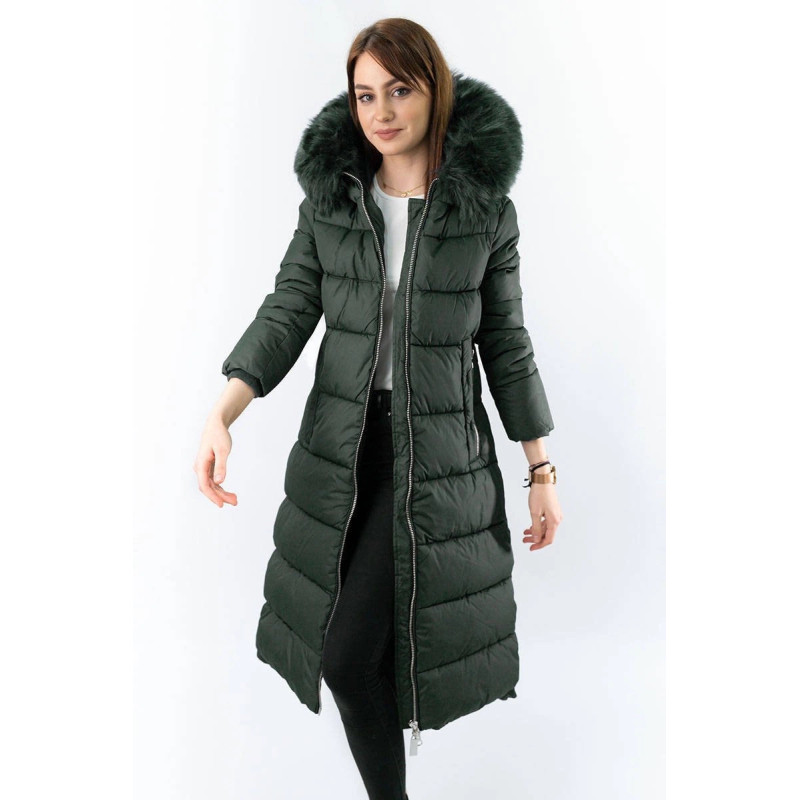 LONG WINTER HOODED JACKET BLACK (7688BIG) striukė