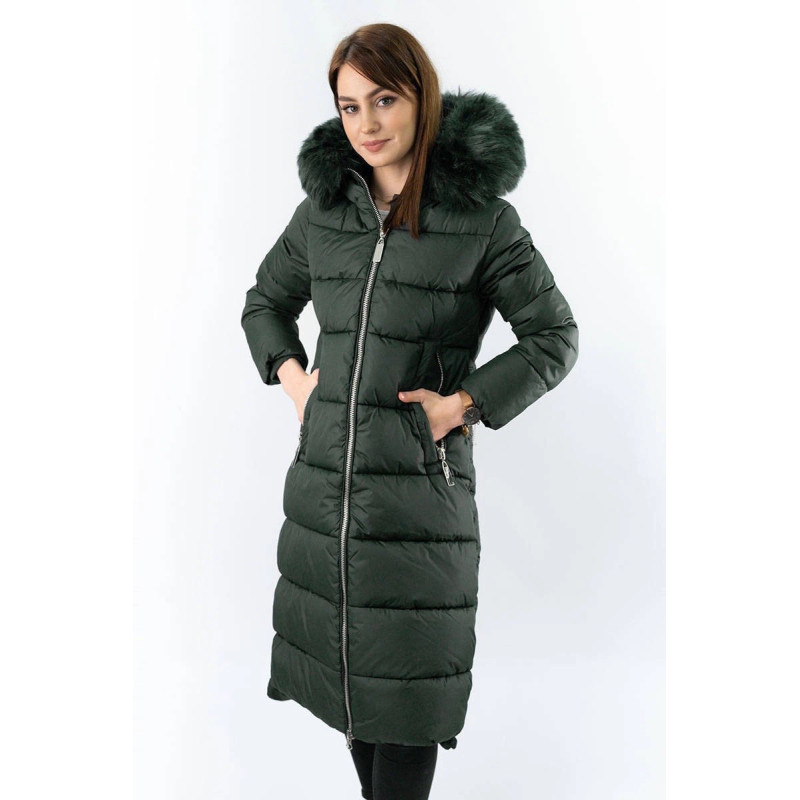 LONG WINTER HOODED JACKET BLACK (7688BIG) striukė