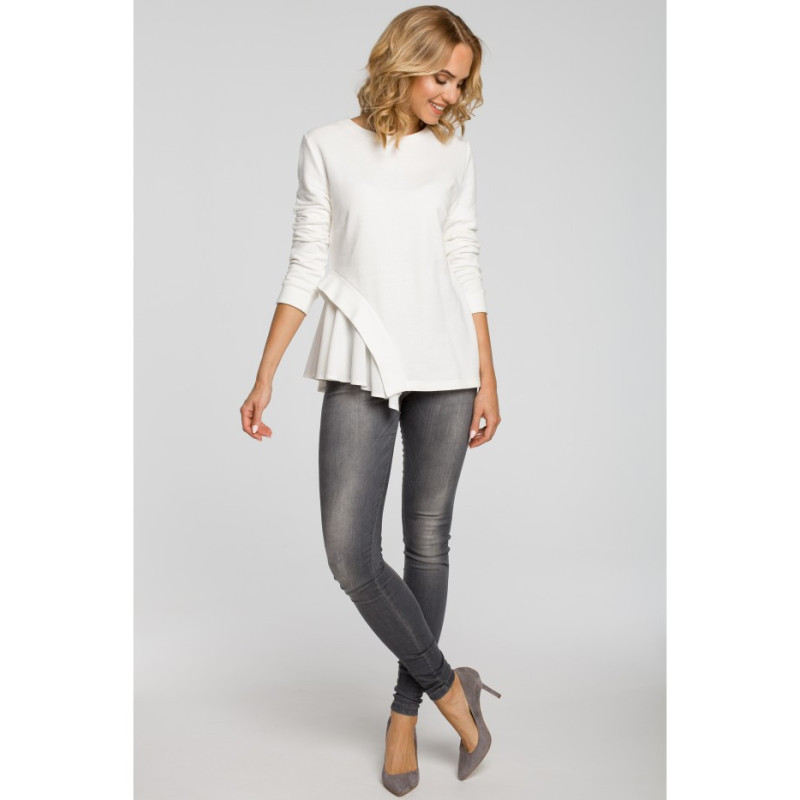 M333 Two-layer asymmetrical blouse - ecru