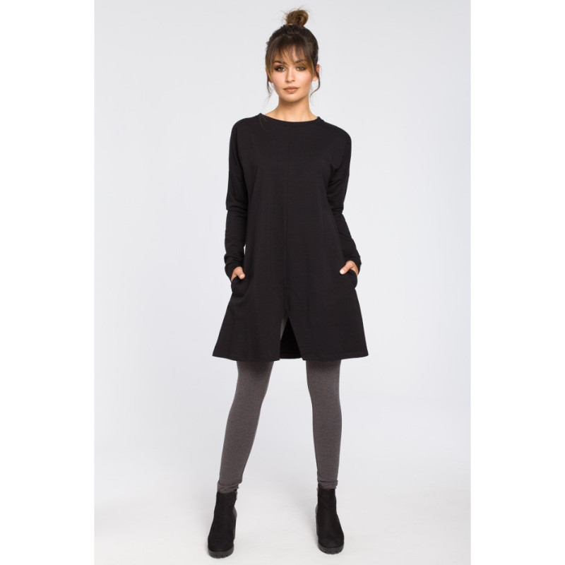 B042 Tunic with cut-out bottom - black