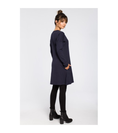 B042 Tunic with cut-out bottom - navy blue