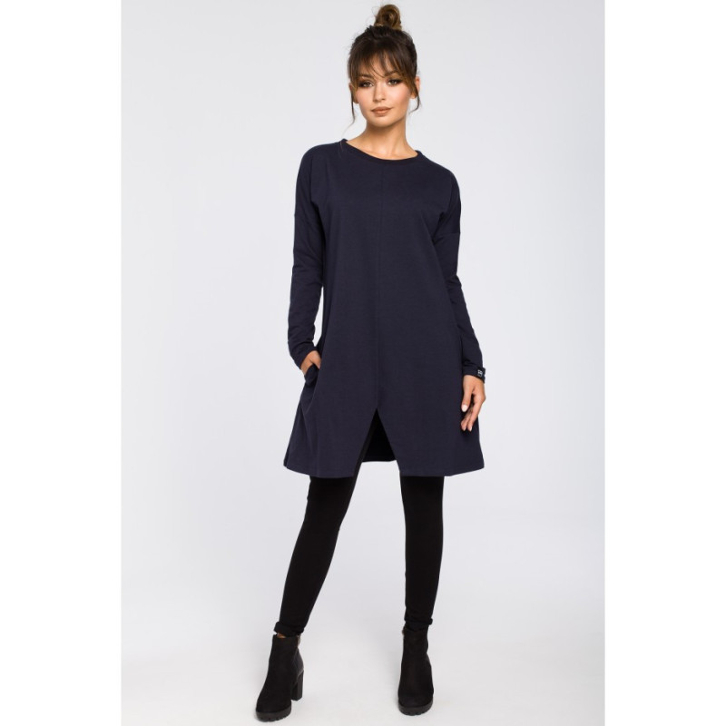 B042 Tunic with cut-out bottom - navy blue