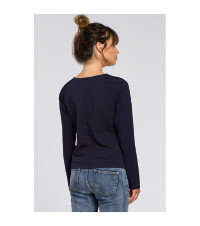 B047 Elegant knitted women's blouse - navy blue