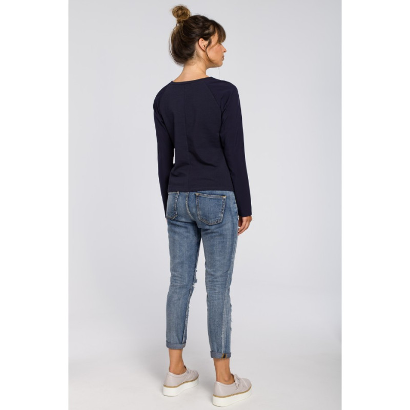 B047 Elegant knitted women's blouse - navy blue