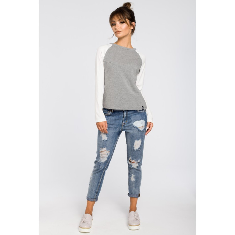 B047 Women's elegant knitted blouse - grey