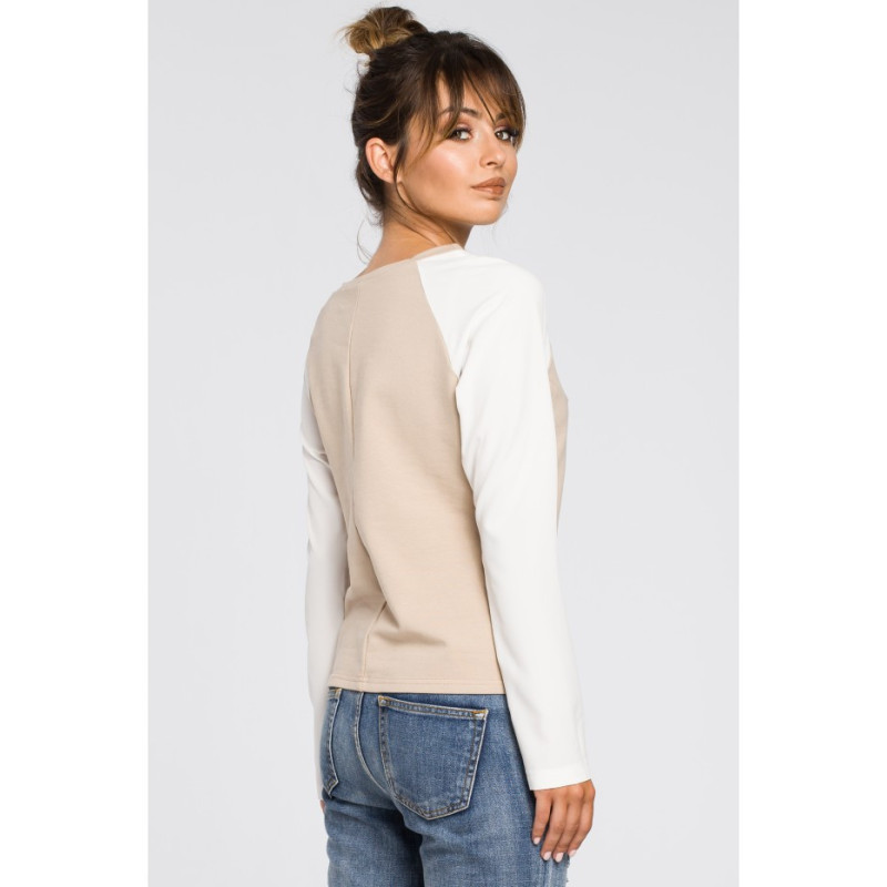 B047 Elegant knitted women's blouse - beige