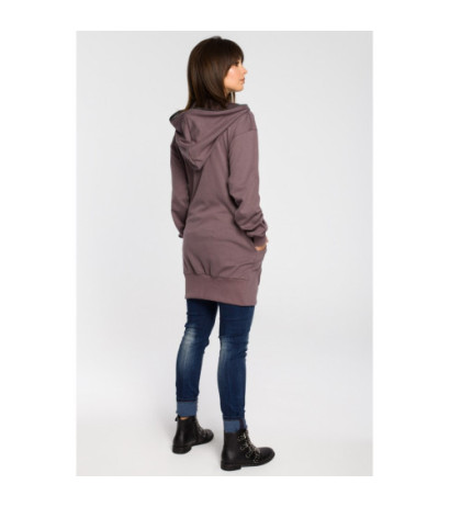 B054 Long zip-up hoodie - brown