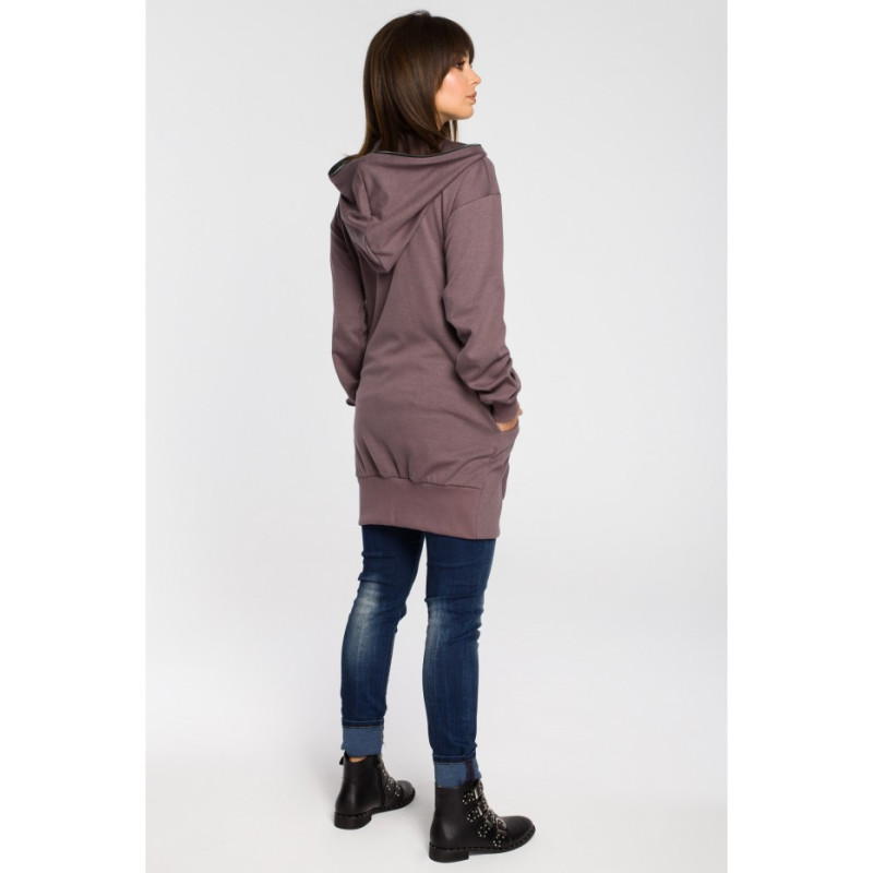 B054 Long zip-up hoodie - brown