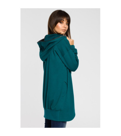 B054 Long zip-up hoodie - green