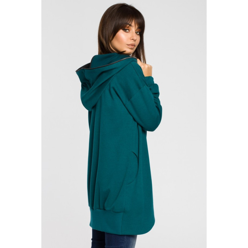 B054 Long zip-up hoodie - green