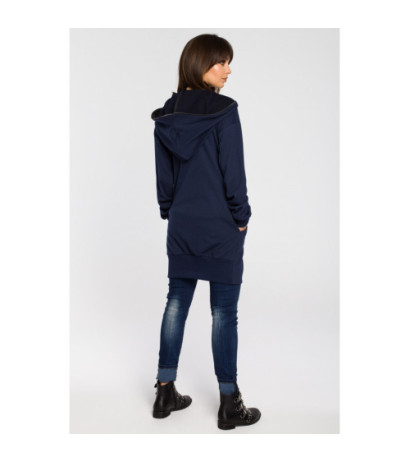 B054 Long zip-up hoodie - navy blue