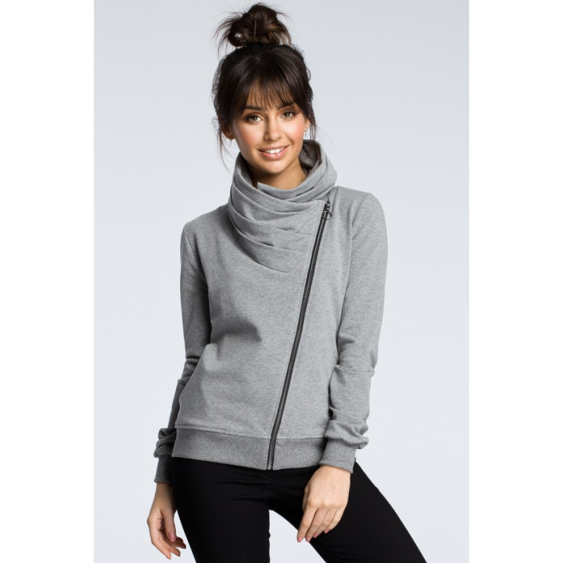 B071 Sweatshirt with diagonal zipper - gray