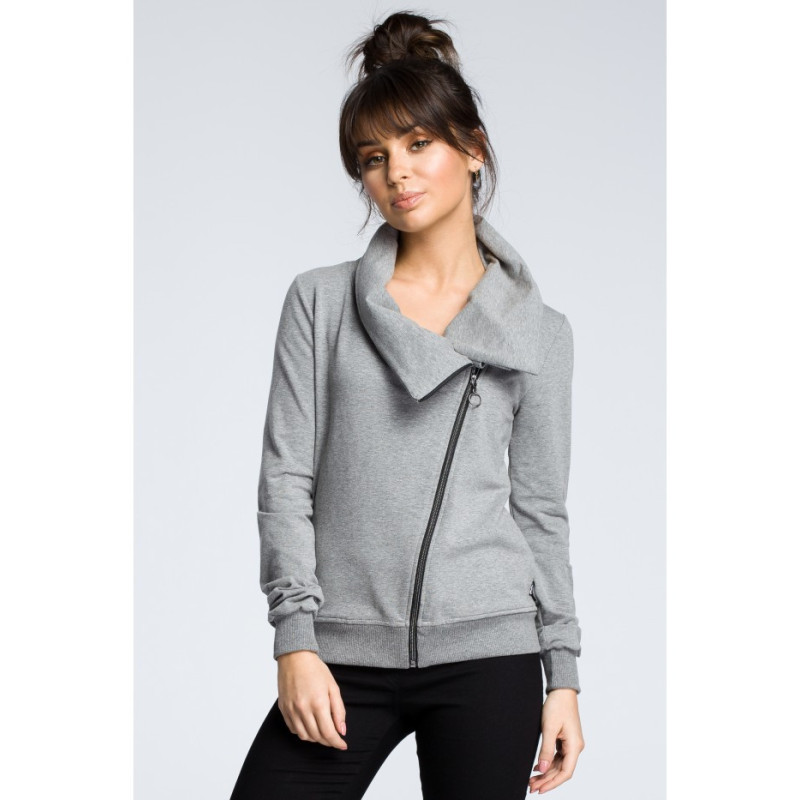 B071 Sweatshirt with diagonal zipper - gray