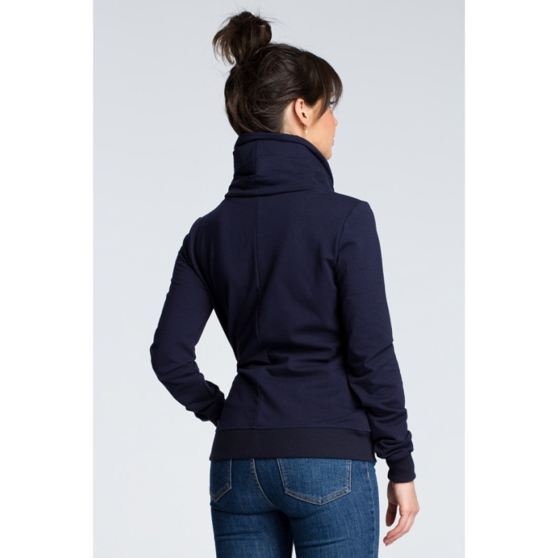 B071 Sweatshirt with diagonal zipper - navy blue