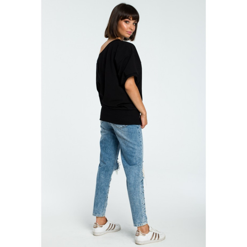 B079 Oversize sweatshirt with kimono sleeves - black