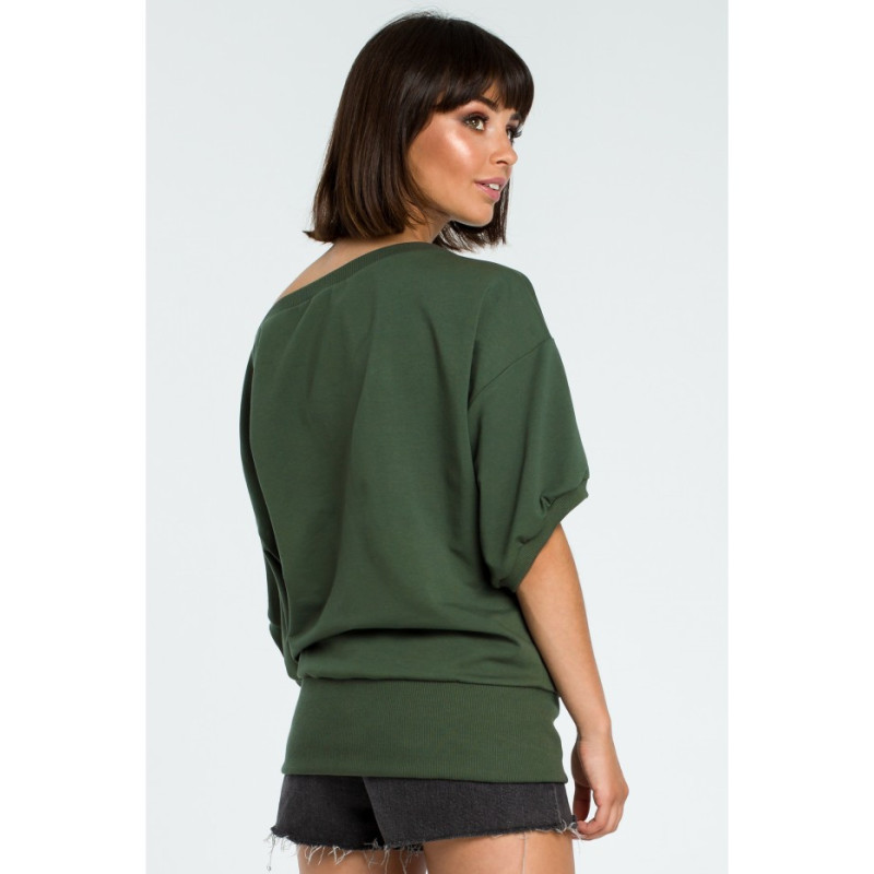 B079 Oversize sweatshirt with kimono sleeves - military-green