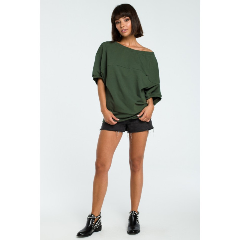 B079 Oversize sweatshirt with kimono sleeves - military-green