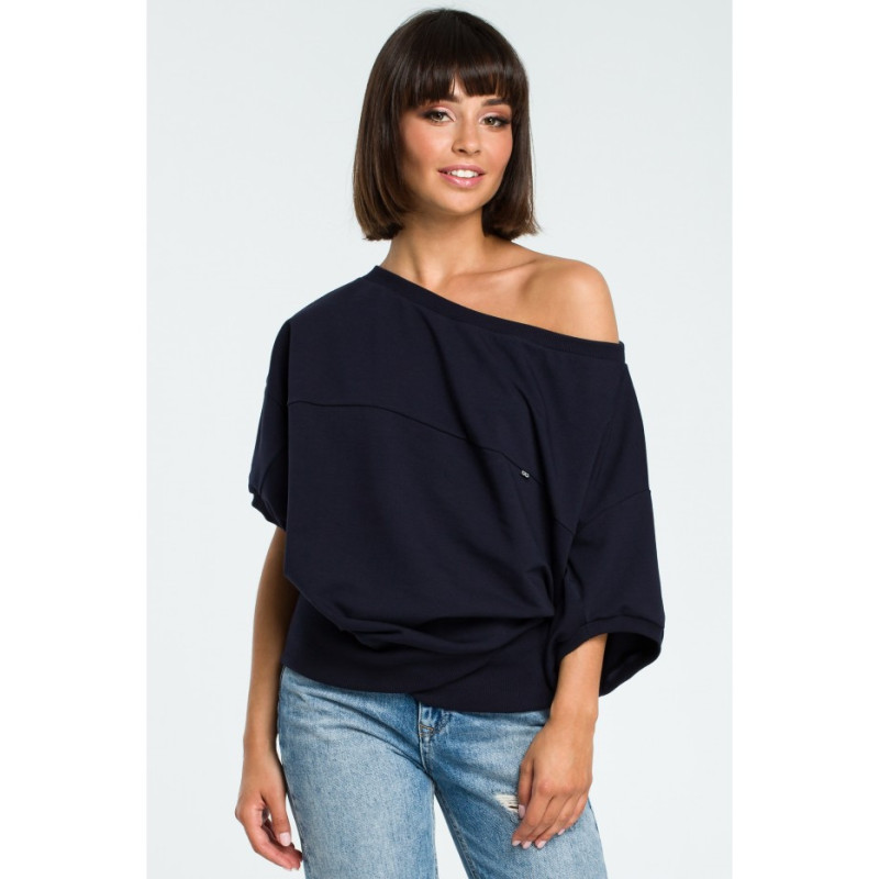 B079 Oversize blouse with kimono sleeves - navy blue